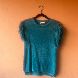 Feather teal sweater top